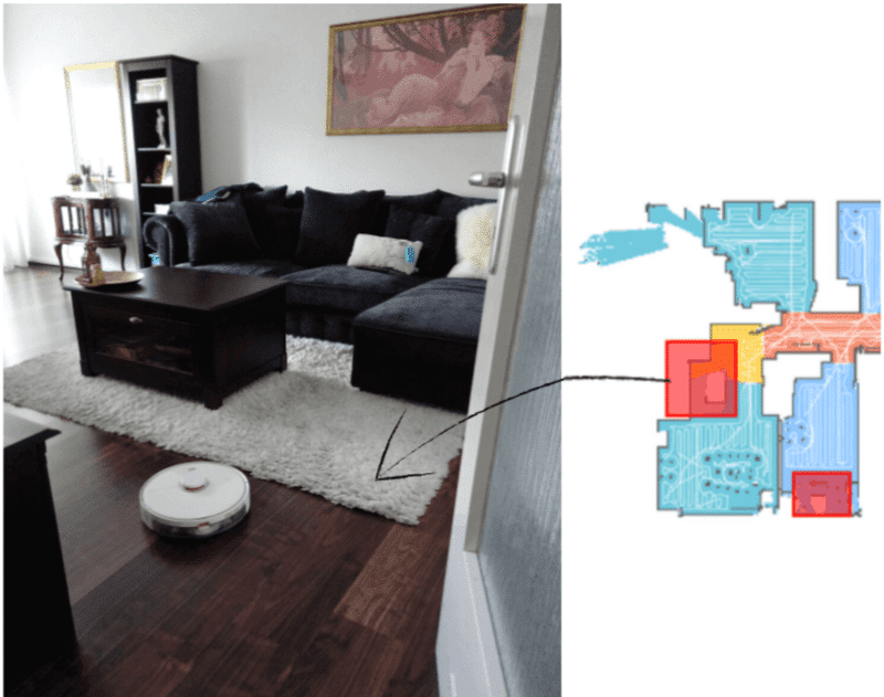 The robot vacuum doesn’t clean a carpet because there’s a virtual boundarie.